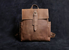 Genuine Leather Mens Cool Backpack Sling Bag Large Black Travel Bag Hiking Bag for men