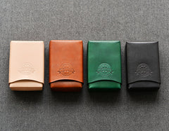 Handmade Green Leather Mens 20pcs Cigarette Case Cool Custom Cigarette Case for Men - iwalletsmen