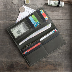 Handmade Leather Mens Clutch Wallet Cool Leather Wallet Long Phone Wallets for Men