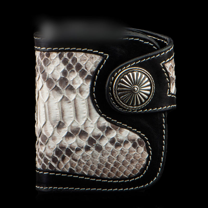 Handmade Leather Biker Wallet Mens Cool billfold Chain Wallet Trucker Wallet with Chain