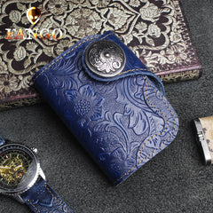 Handmade Leather Floral Mens Cool billfold Wallet Card Holder Small Card Slim Wallets for Men