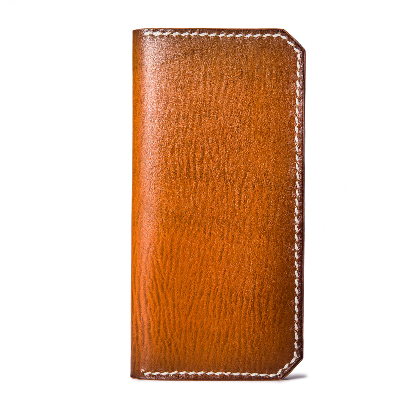 Handmade Leather Mens Cool Long Leather Wallet Bifold Clutch Wallet for Men - iwalletsmen