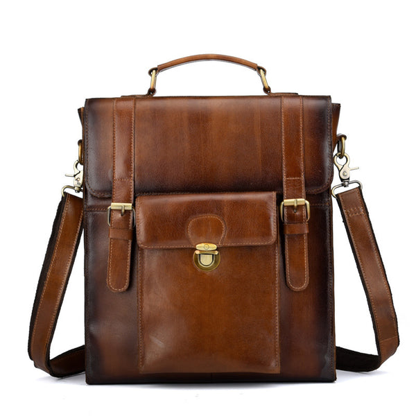 Cool Leather Mens Briefcase Messenger Bag Shoulder Bag Satchel Backpack for men - iwalletsmen