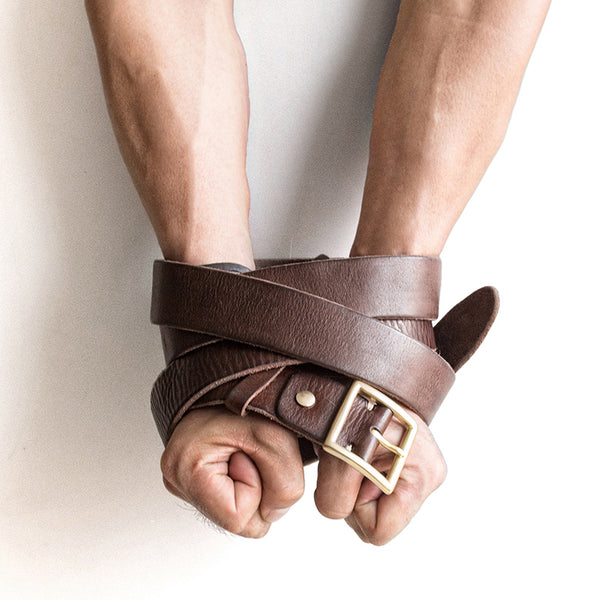 Handmade Genuine Custom Leather Mens Leather Men Coffee Belt for Men - iwalletsmen