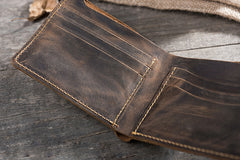 Handmade Leather Mens Cool Slim Leather Wallet Men Small Wallets Bifold for Men