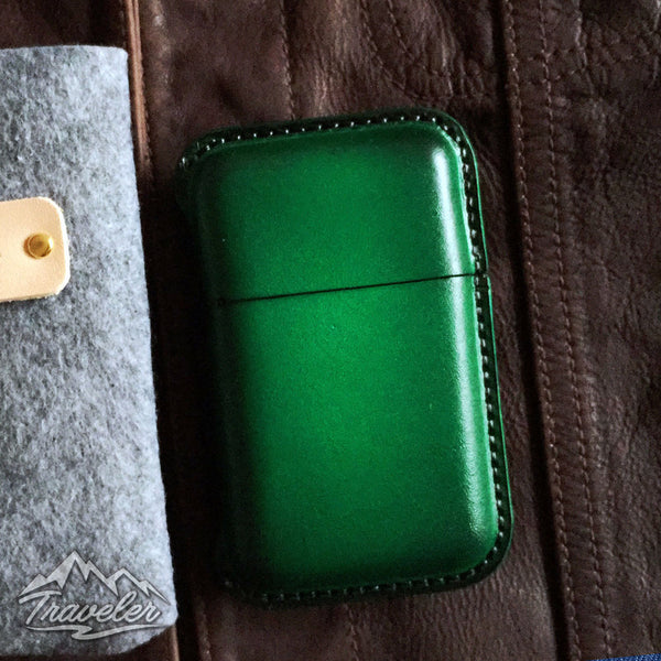 Green Leather Mens Cigarette Holder Case Vintage Custom Cigarette Case for Men - iwalletsmen