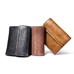 Handmade Mens Cool billfold Leather Wallet Men Small Slim Wallets Trifold for Men