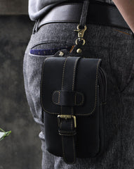 Leather Belt Pouch Mens Waist Bag Small Case for Men