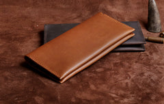 Handmade Leather Mens Cool Long Leather Wallet Clutch Wristlet Wallet for Men