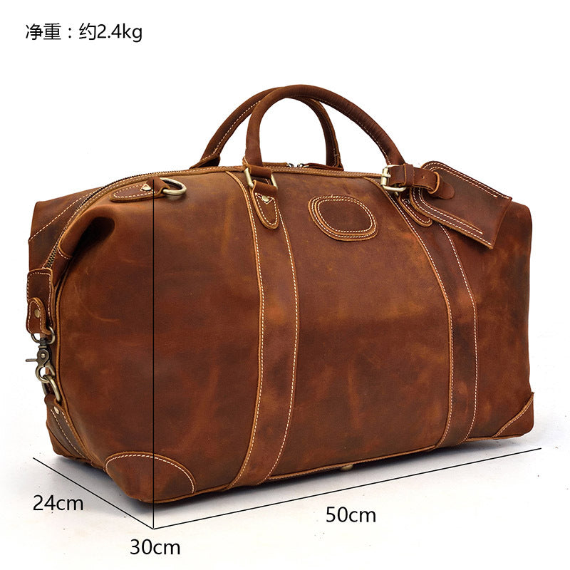 Cool Dark Brown Leather Mens Barrel Overnight BagsWeekender Bags Trave ...