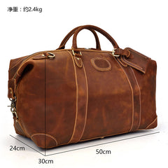 Cool Dark Brown Leather Mens Barrel Overnight BagsWeekender Bags Travel Bag For Men - iwalletsmen