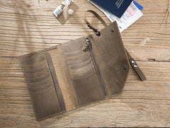 Handmade Leather Mens Cool Long  Chain Wallet Phone Biker Trucker Wristlet Wallet