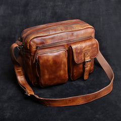 Genuine Leather Mens Cool Messenger Bag Chest Bag Bike Bag Cycling Bag for men