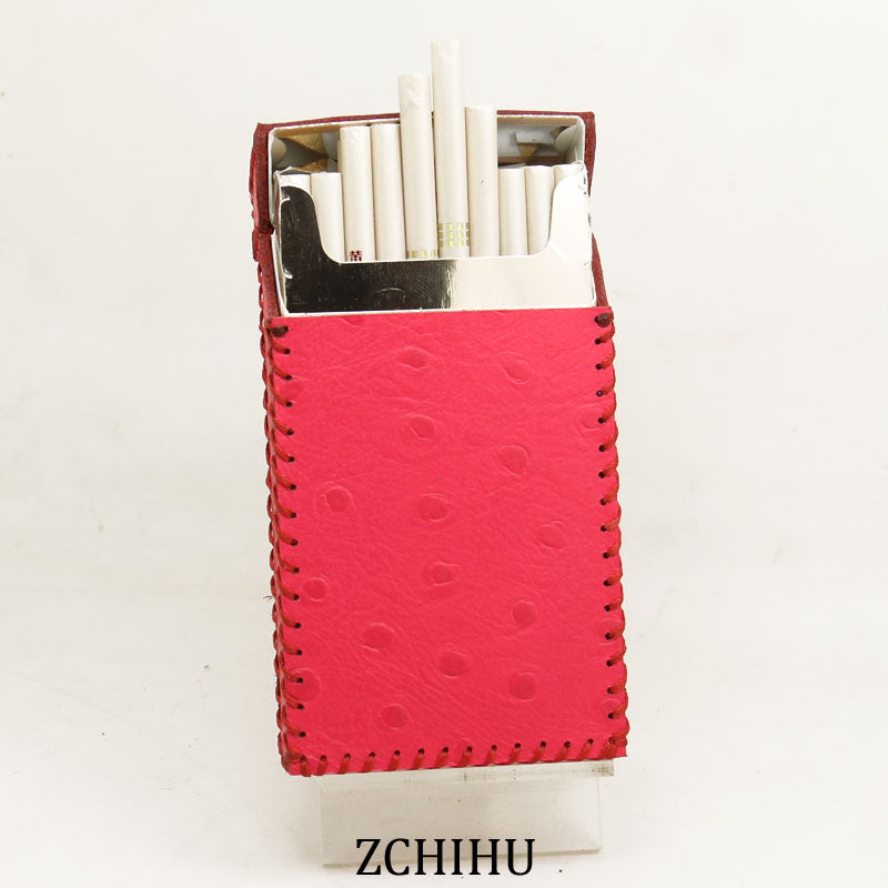Cute Handmade Leather Womens Pink Black Cigarette Holder Case for Women - iwalletsmen