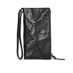 Handmade Mens Cool Long Leather Chain Wallet Cards Biker Trucker Wristlet Wallet - iwalletsmen