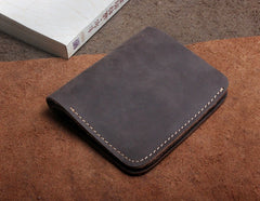 Handmade Leather Mens Cool Slim Leather Wallet Men Small Wallets Bifold for Men