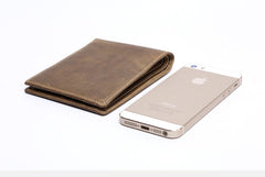 Genuine Leather Mens Cool Slim Leather Wallet Men Small Wallets Bifold for Men