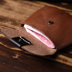 Handmade Mens Cool billfold Leather Wallet Men Small Coin Slim Wallets Bifold for Men
