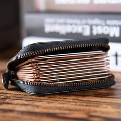Handmade Mens Cool billfold Leather Wallet Men Small Card Wallets Zipper for Men - iwalletsmen