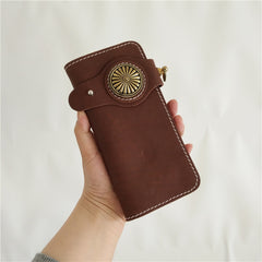 [On Sale] Handmade Mens Long Biker Wallet with Chain Cool Leather Biker Chain Wallets - iwalletsmen