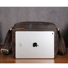 Handmade Leather Mens Cool Small Messenger Bag iPad Bag Chest Bag Bike Bag Cycling Bag for men