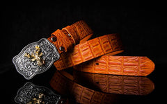 Handmade Genuine Leather Punk Rock Western Country Chinese Floral Deer Mens Cool Men Biker Trucker Leather Belt