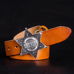 Handmade Genuine Leather Punk Rock West Cowboy Sheriff Mens Cool Men Biker Trucker Leather Belt