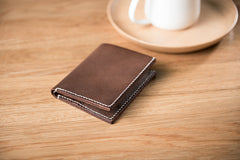 Handmade Leather Mens Cool Slim Leather Wallet Men Small Wallets Bifold for Men