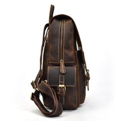 Leather Mens Cool Backpack Large Coffee Travel Bag Hiking Bag For Men - iwalletsmen