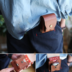 Cool Brown Leather Mens Cigarette Case Cigarette Holder Belt Pouch with Belt Loop for Men - iwalletsmen