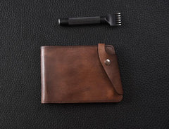 Handmade Mens Cool billfold Leather Wallet Men Small Slim Wallets Bifold for Men - iwalletsmen