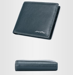 Genuine Leather Mens Cool Slim Leather Wallet Men Small Wallets Bifold for Men
