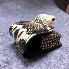Cool Mens Leather Snake Zippo Lighter Cases with Loop Zippo lighter Holder with clips - iwalletsmen