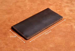 Handmade Leather Mens Cool Long Leather Wallet Clutch Wristlet Wallet for Men