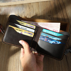 Handmade Leather Mens Cool Slim Leather Wallet Men Small Wallets Bifold for Men