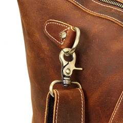 Cool Dark Brown Leather Mens Barrel Overnight BagsWeekender Bags Travel Bag For Men - iwalletsmen