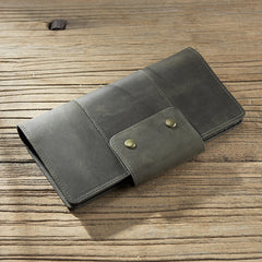 Handmade Leather Mens Travel Wallet Passport Leather Wallet Long Phone Wallets for Men