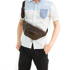 Leather Fanny Pack Mens Waist Bag Hip Pack Belt Bag Bumbag for Men