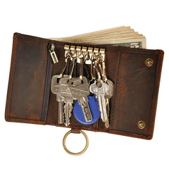 Handmade Leather Mens Cool Key Wallet Change Coin Wallet Key Holder Case Card Wallet for Men