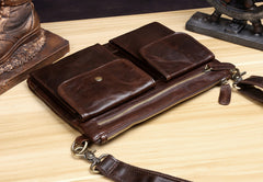 Genuine Leather Mens Cool Messenger Bag Clutch Bag Chest Bag Bike Bag Cycling Bag for men