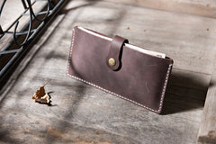 Handmade Leather Mens Clutch Wallet Cool Slim Leather Wallet Long Phone Wallets for Men