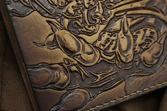 Handmade Leather Tooled Predator Mens billfold Wallet Cool Leather Wallet Slim Wallet for Men