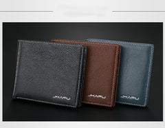 Genuine Leather Mens Cool Slim Leather Wallet Men Small Wallets Bifold for Men