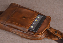 Leather Mens Sling Bag Sling Shoulder Bag Sling Backpack for men - iwalletsmen