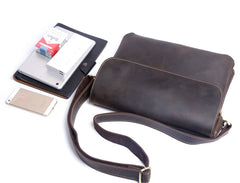 Handmade Leather Mens Cool Messenger Bag Chest Bag Bike Bag Cycling Bag for men