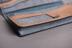 Handmade Leather Mens Clutch Wallet Cool Leather Wallet Long Phone Wallets for Men