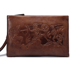 Genuine Leather Mens Urban Cohort Clutch Cool Slim Wallet Zipper Clutch Wristlet Wallet for Men - iwalletsmen