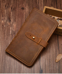 Handmade Leather Mens Travel Wallet Passport Leather Wallet billfold Slim Wallets for Men