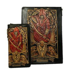 Handmade Leather Tooled CONSTELLATION Mens Cool Long Leather iPad Bag Wristlet Clutch Wallet for Men