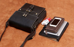 Handmade Leather Mens Cool Messenger Bag Square Bag Chest Bag Bike Bag Cycling Bag for men